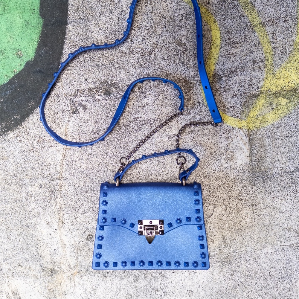 Blue Jelly Studded Crossbody Bag - Picture 1 of 8